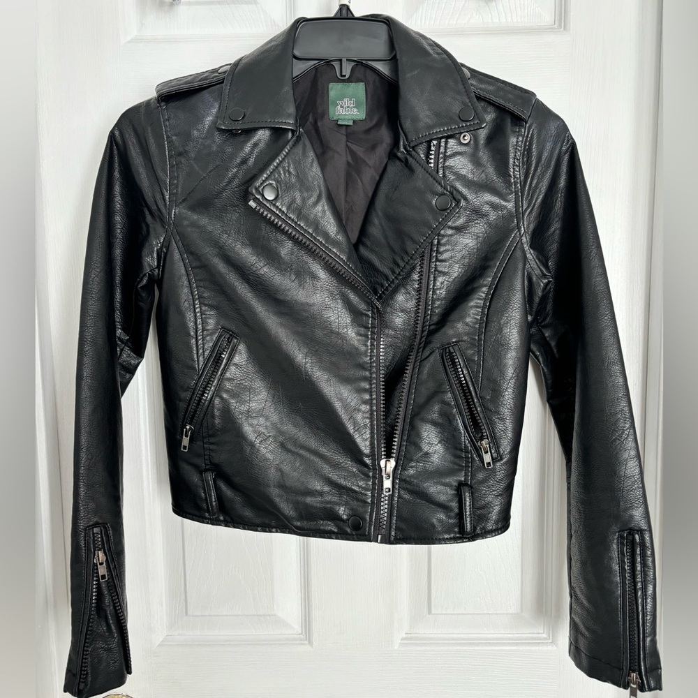 Faux Leather Motorcycle Jacket sz XS
